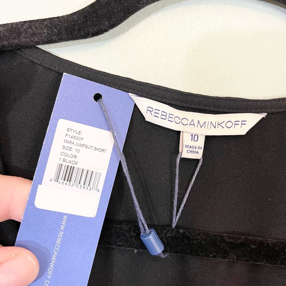 Rebecca Minkoff Romper 10 Black Mara Jumpsuit Short Silk Sleeveless V-Neck NWT - Picture 6 of 11